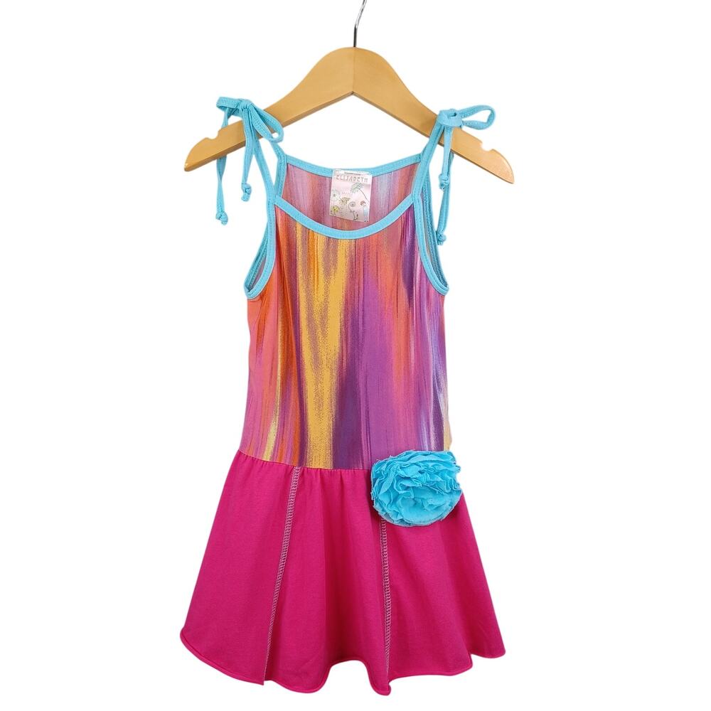Elisabeth Girl Jersey Knit Sundress Casual Dress Size 2T Pink Bow Tie Drop Waist